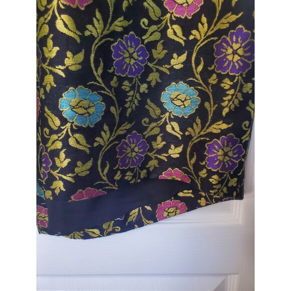 Josie Natori Ornate Dark Floral Jacquard Italian Cocktail Mini Dress, Size 12 - Picture 11 of 12